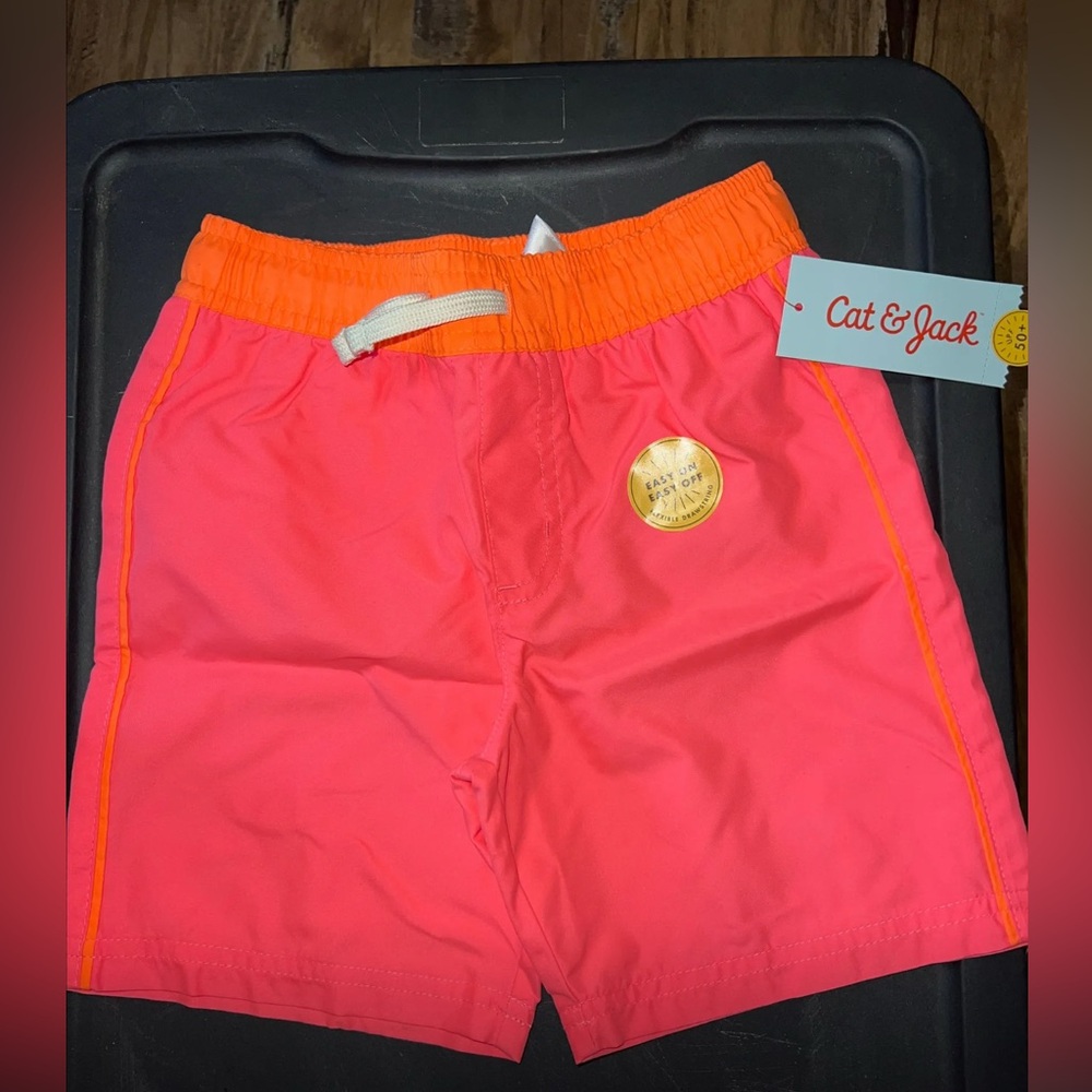 Boys Pink/Orange Swim Trunks